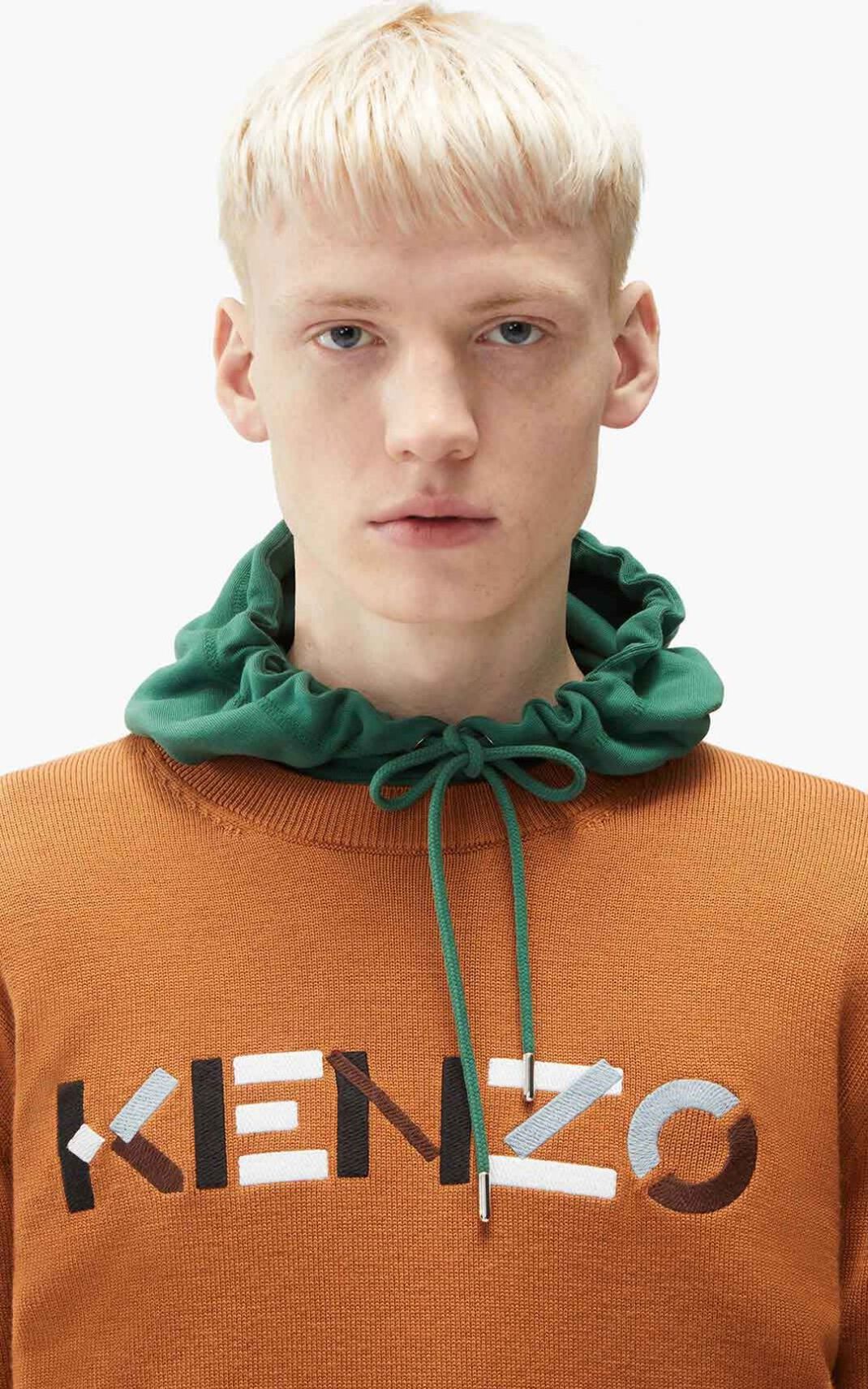 Kenzo Logo merino wool Kazak Erkek Kahverengi | 3412-LRFKS